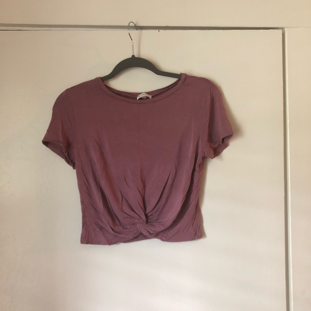 Mauve Knotted Cropped Tee